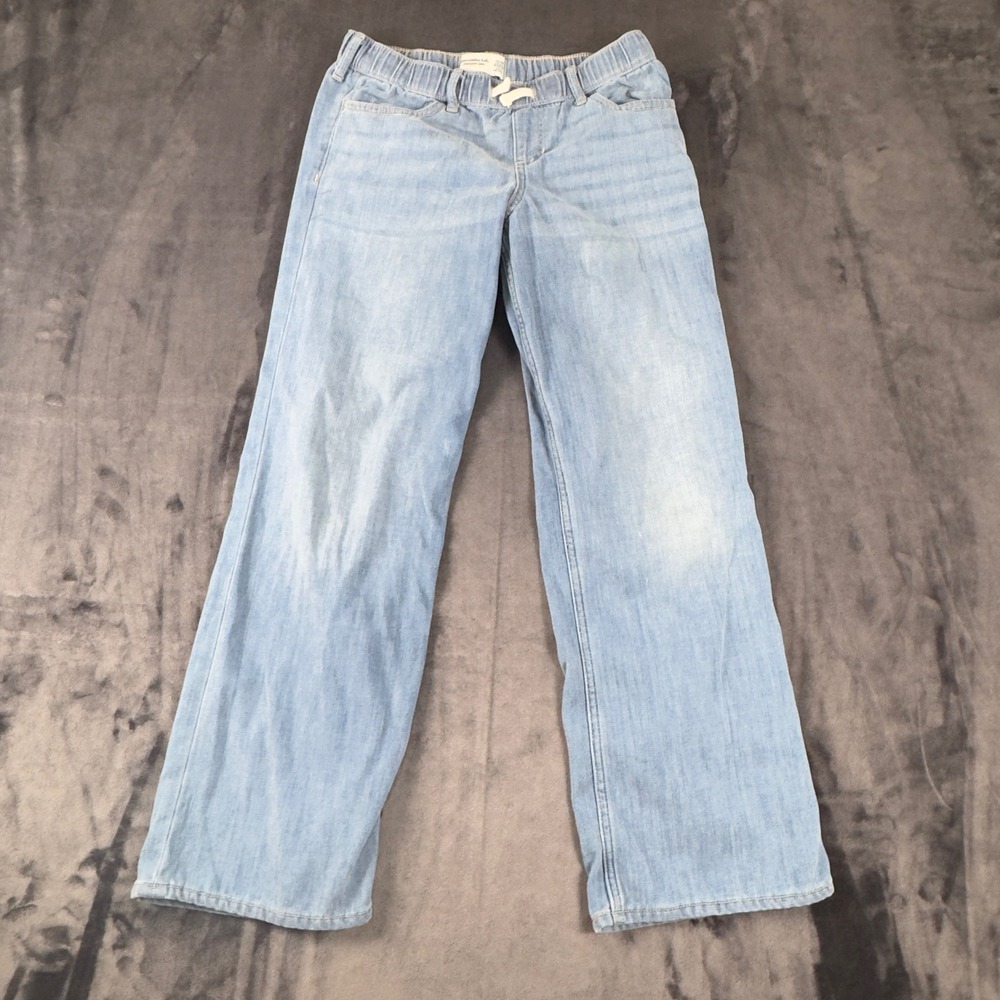 Abercrombie Kids Sweatpant Jean Kids 13/14 Light Blue Elastic Waist Straight Leg